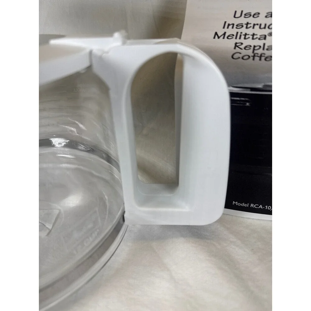 Melitta 10-12 Cup Replacement Coffee Carafe Glass White Handle RCA-10/12U